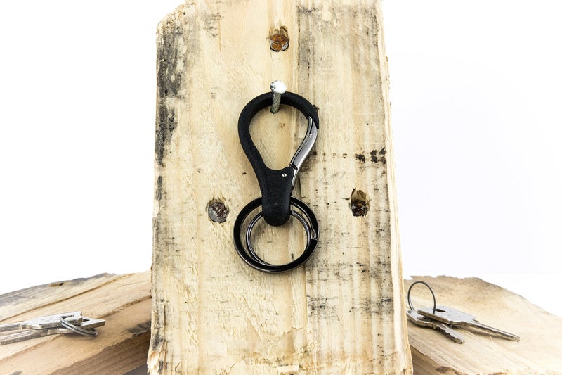 Troika KR17-09/GM Key Organiser with 2 Rings Carabiner Lacquered Key Organiser Glossy Black/Gunmetal Grey, Black, 8cm, Keyring - Image 3